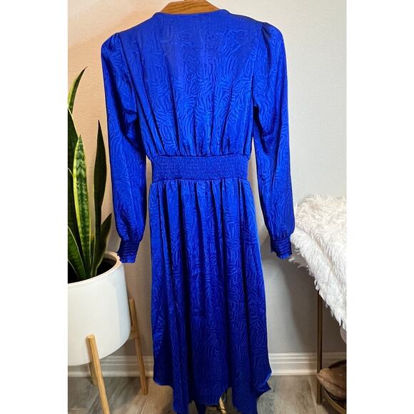 Michael Kors Royal Blue V Neck Satin Effect Midi /Maxi Dress Size S NWT - Picture 3 of 6